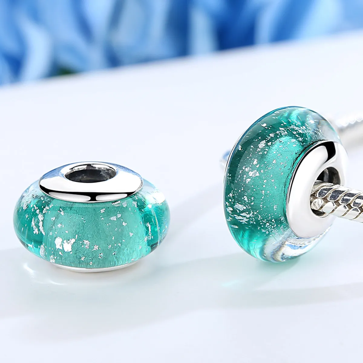 Pandora Style Green Murano Glass Charm - SCZ021