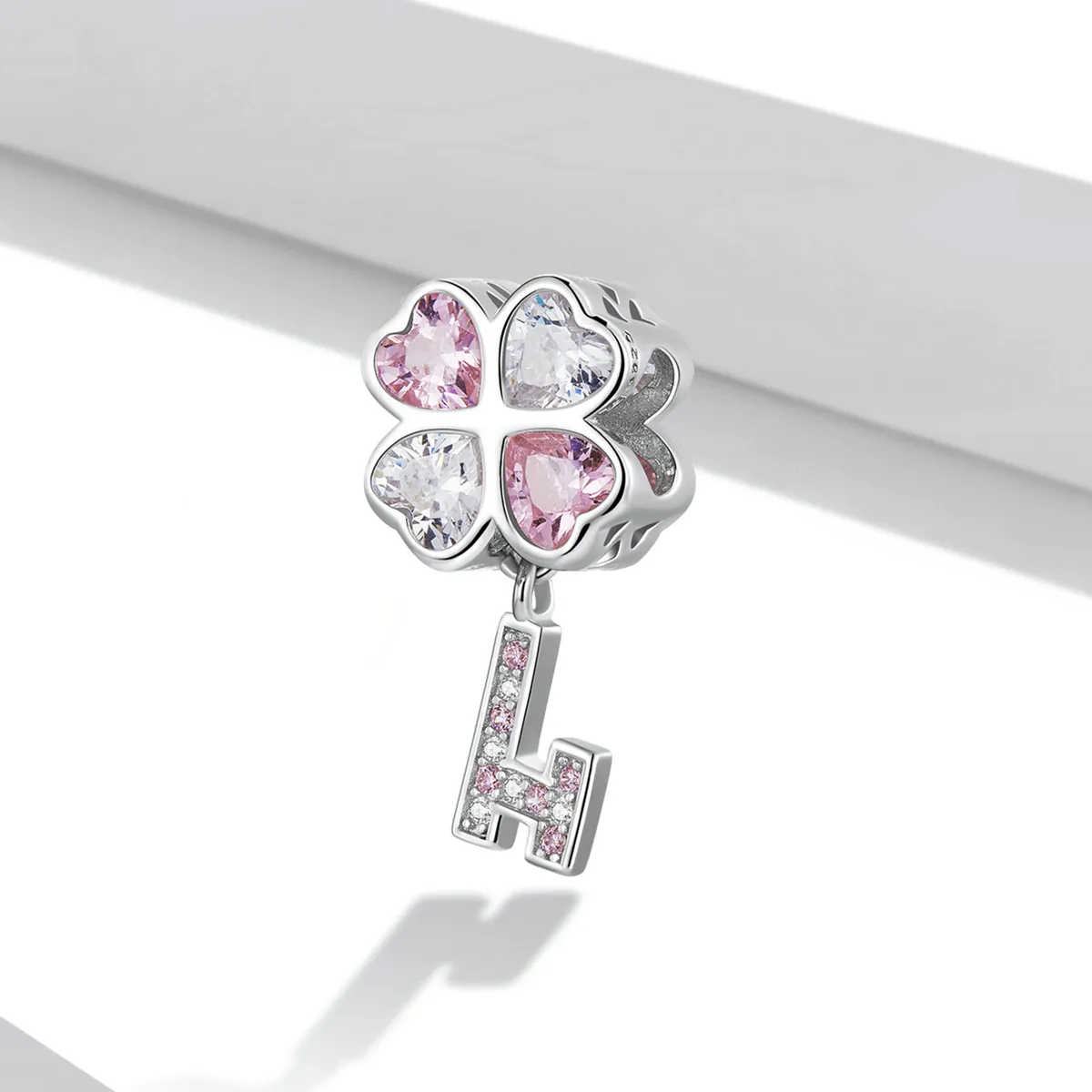 Pandora Style Heart Clover Key Charm - SCC2123