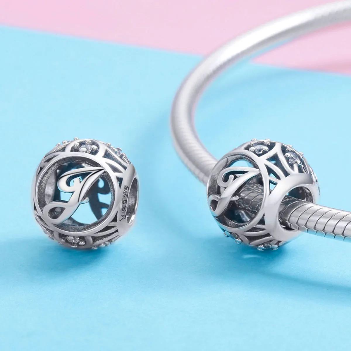 Pandora Style Letter-J Charm - SCC738-J