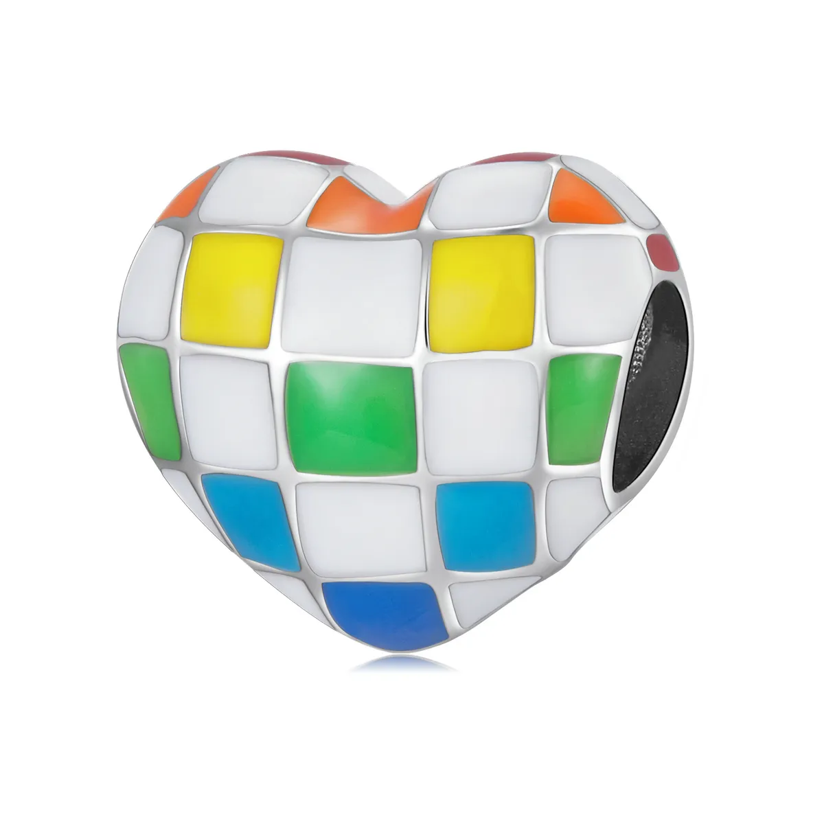 Pandora Style Love Rainbow Checkerboard Charm - SCC2131