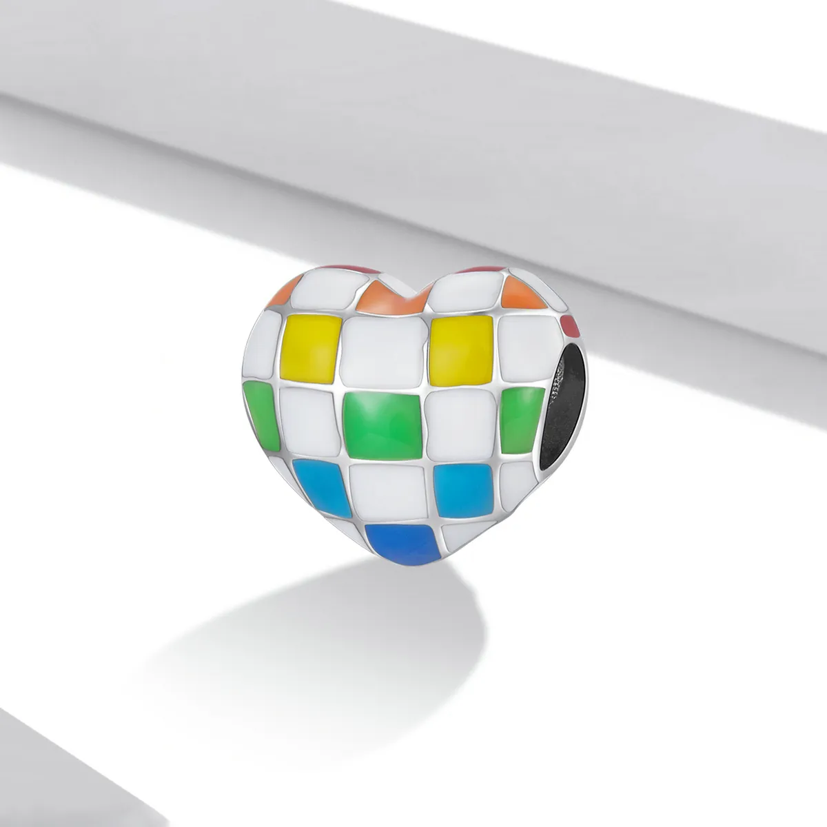 Pandora Style Love Rainbow Checkerboard Charm - SCC2131