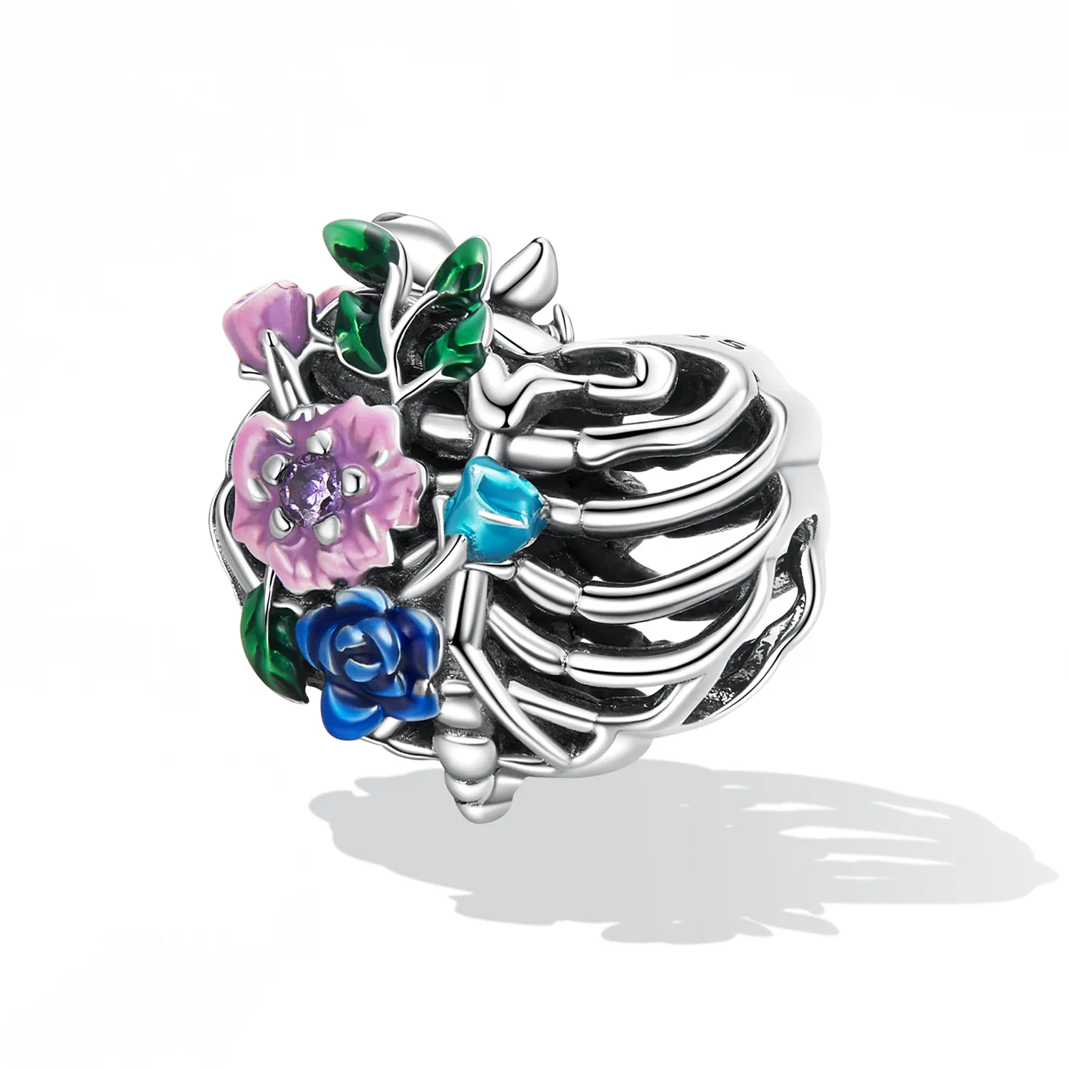 Pandora Style Love Rib Flower Charm - SCC2239