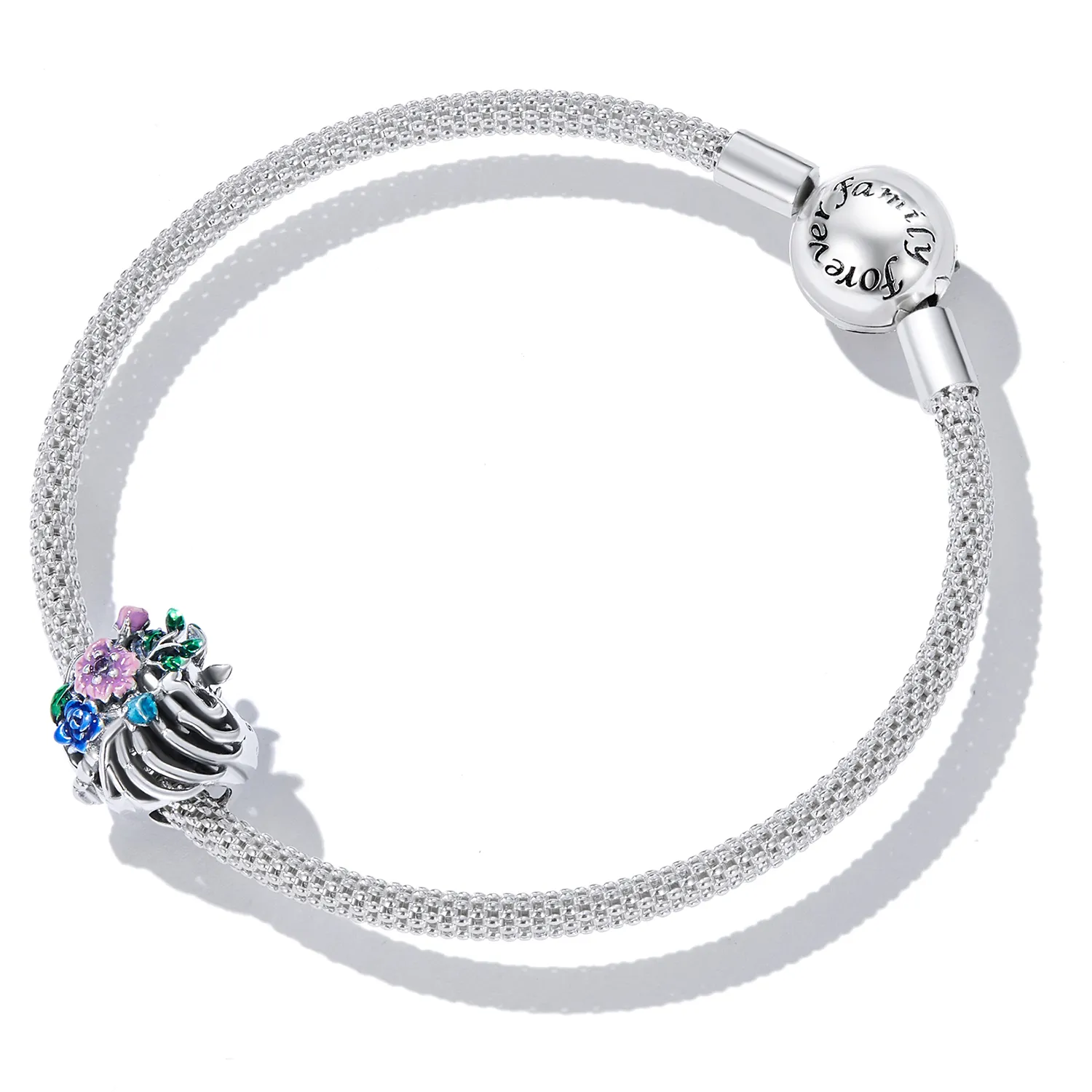 Pandora Style Love Rib Flower Charm - SCC2239