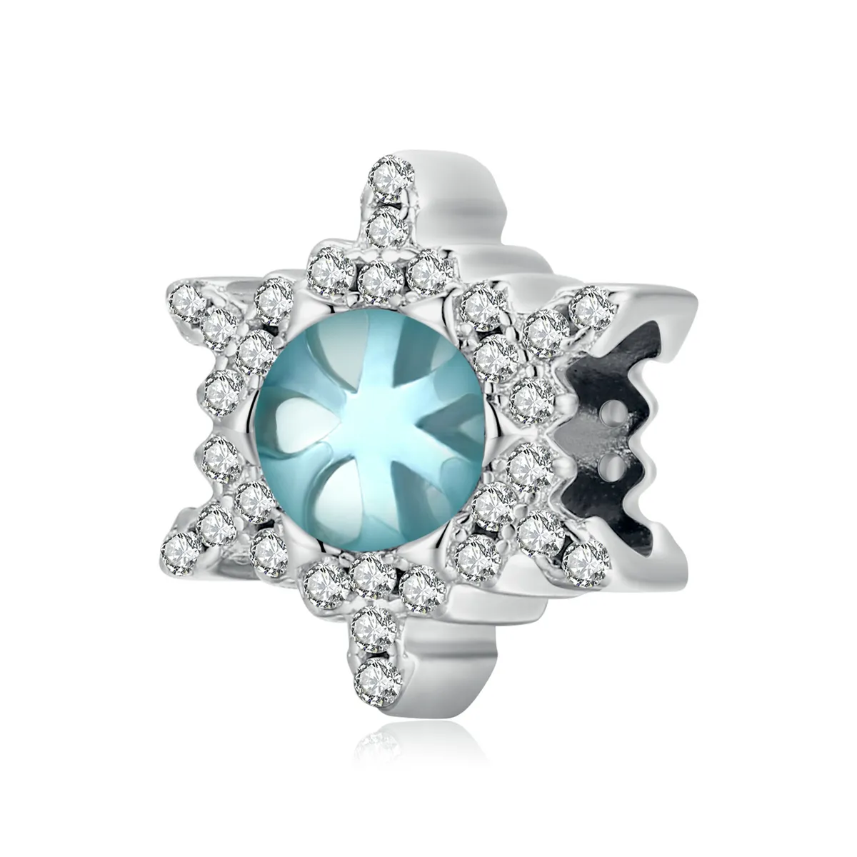 Pandora Style Moonstone Snowflake Charm - BSC512