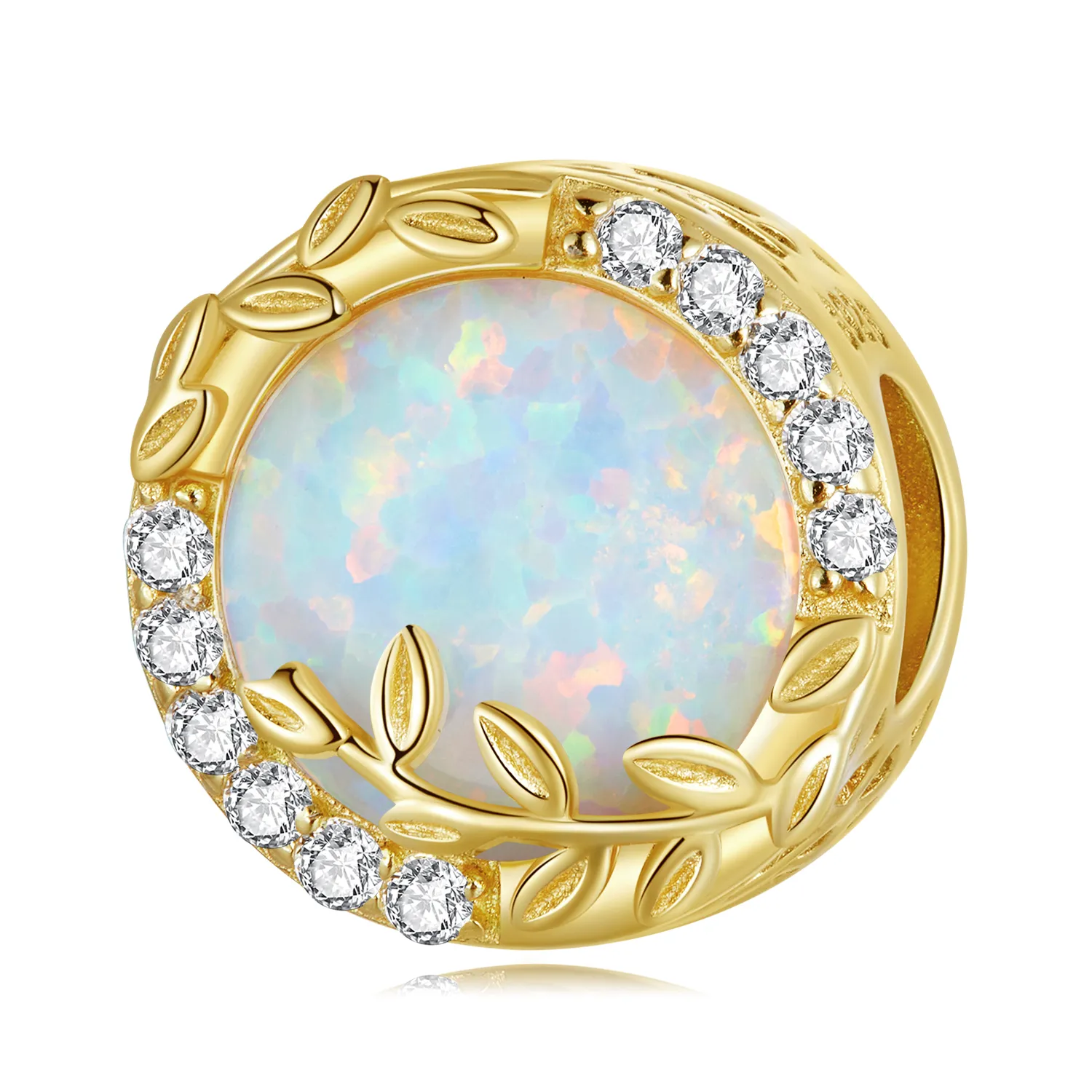 Pandora Style Opal Leaf Charm - BSC671