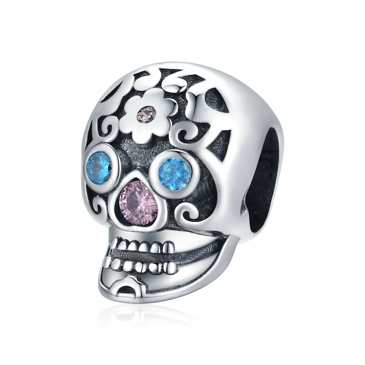 pandora style openwork skull charm bsc524