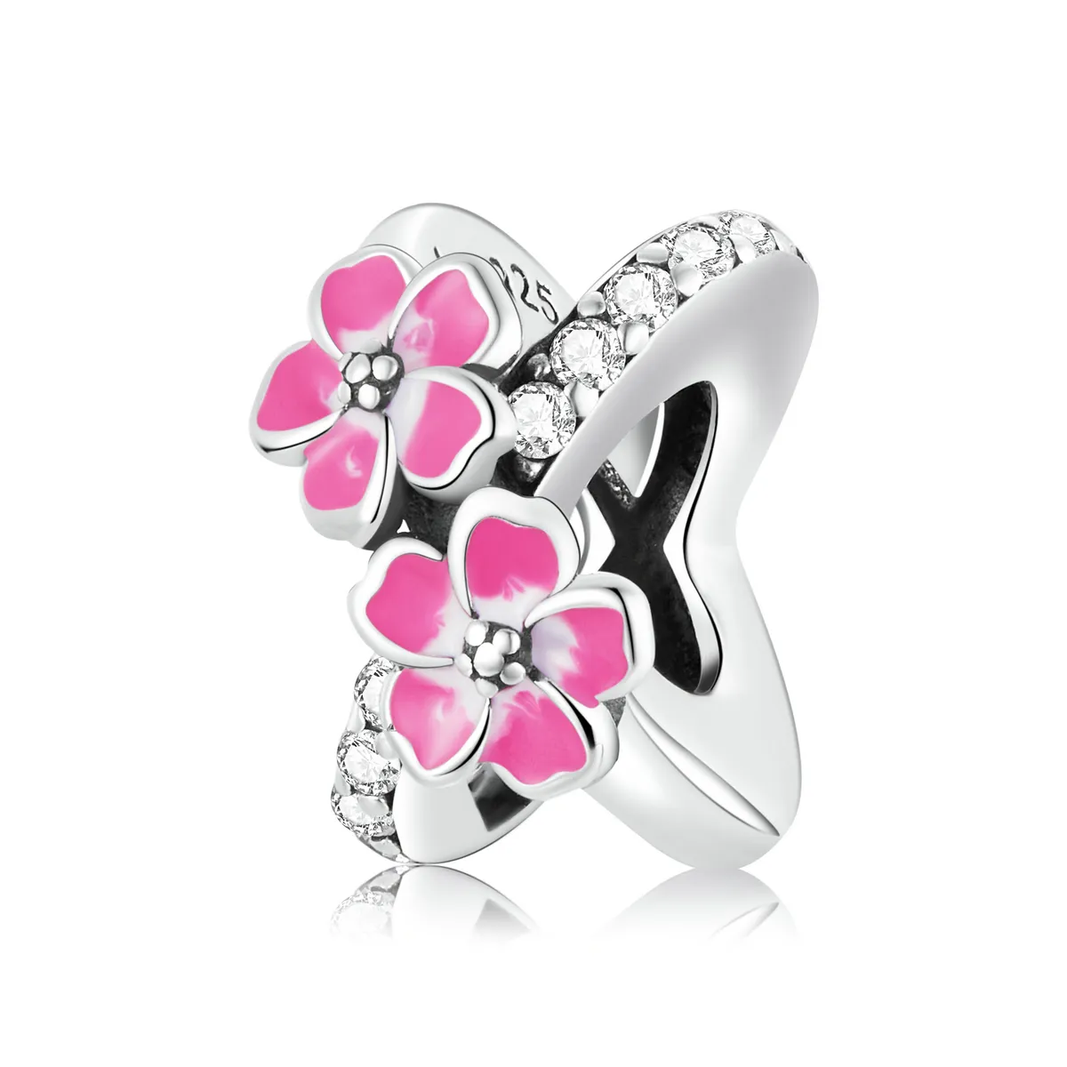 Pandora Style Pink Flowers Spacer Charm - SCC2139