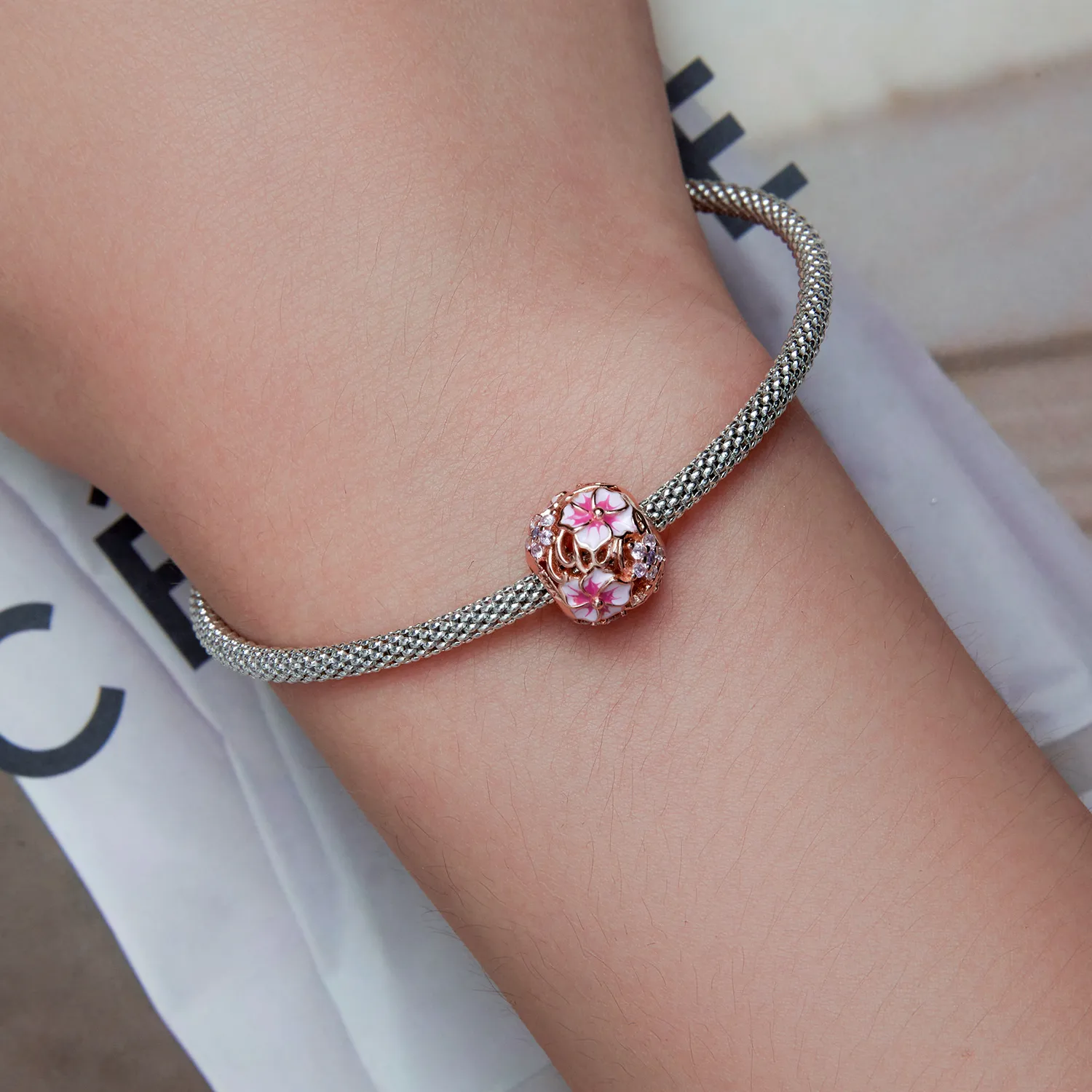 Pandora Style Pink Sakura Charm - BSC643