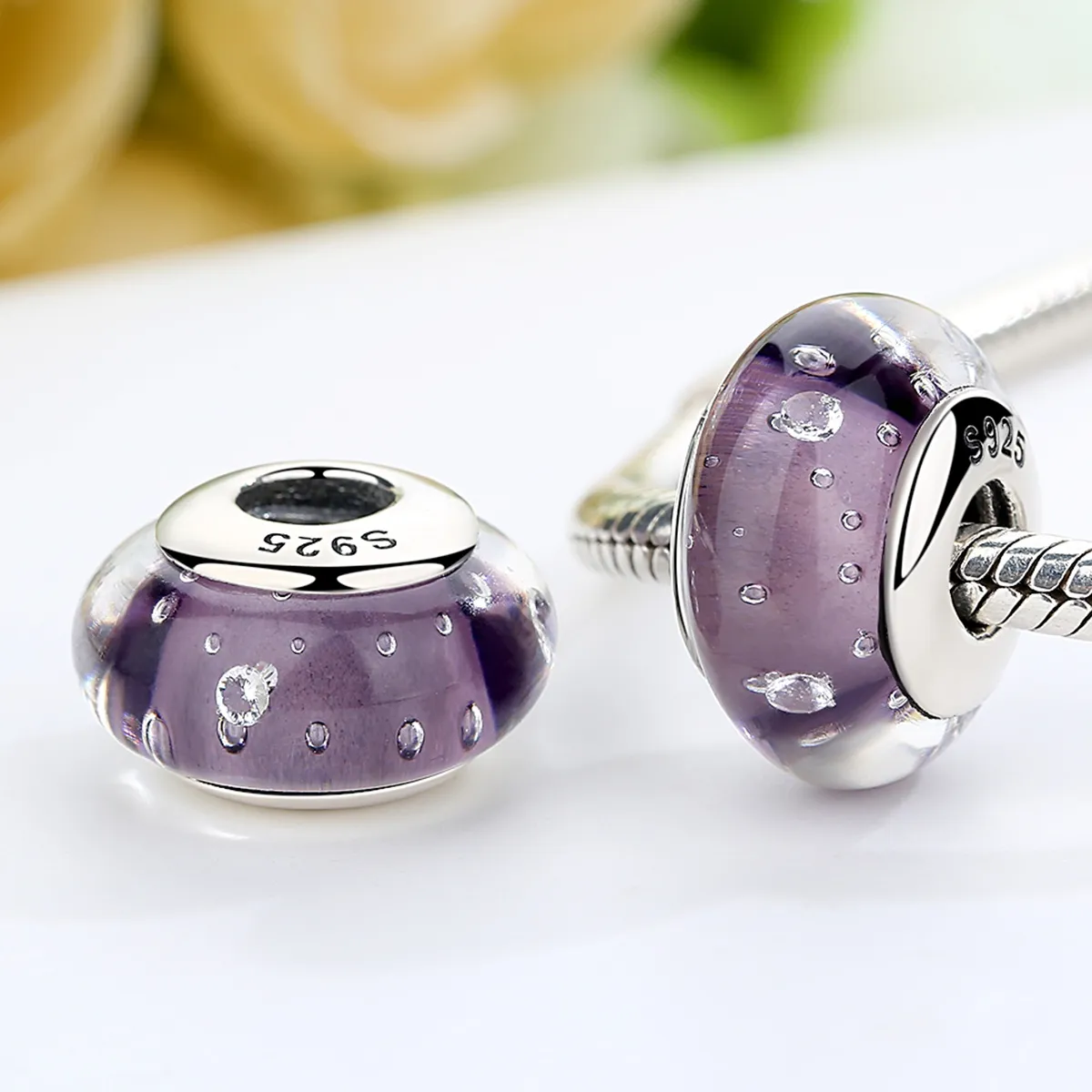 Pandora Style Purple Murano Glass Charm - SCZ001