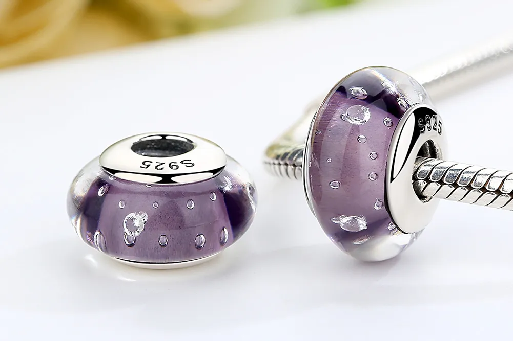 Pandora Style Purple Murano Glass Charm - SCZ001