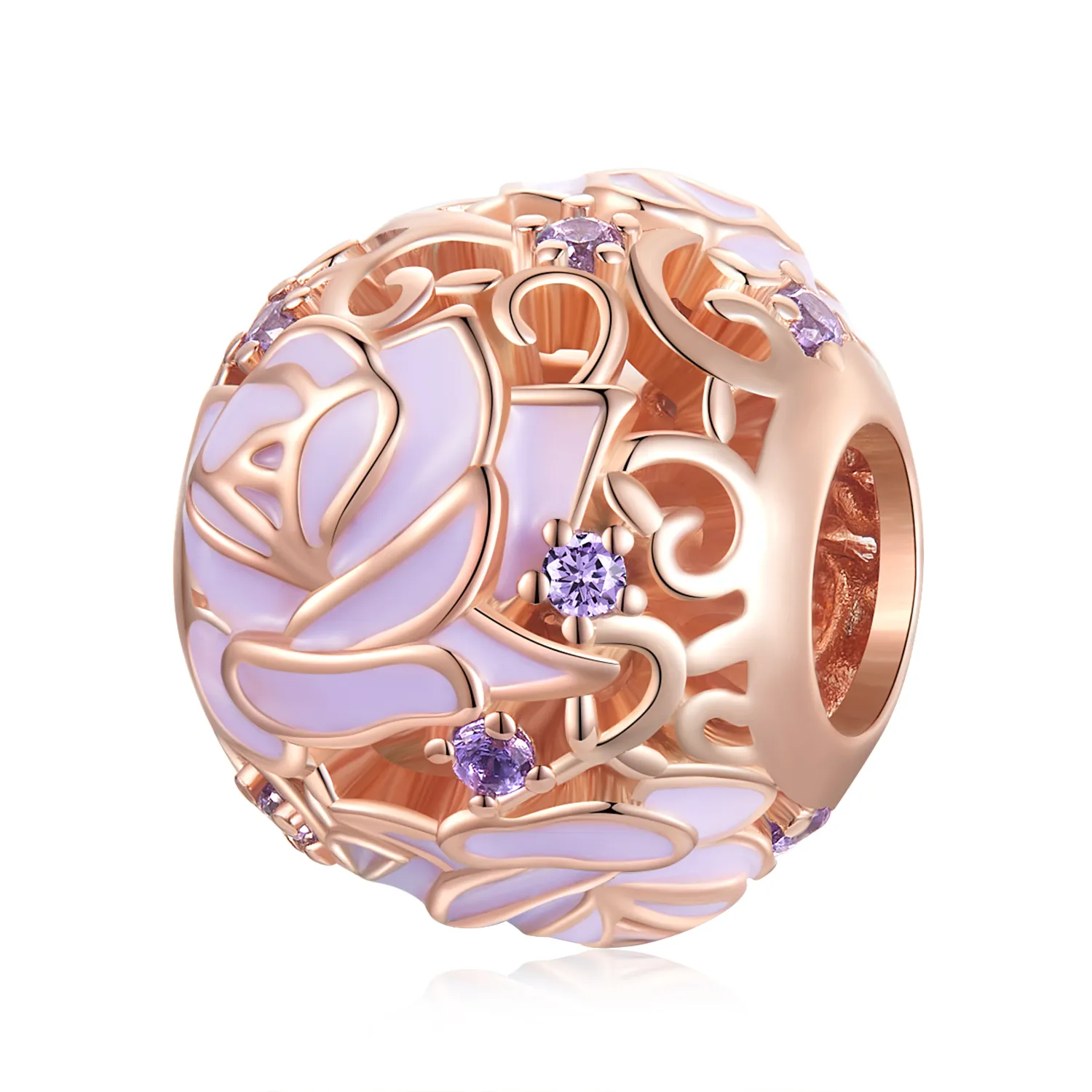 Pandora Style Purple Rose Charm - BSC644