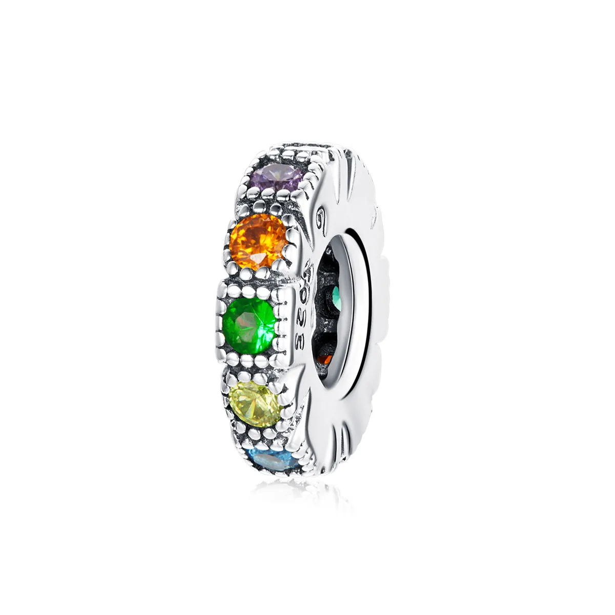 Pandora Style Rainbow Stone Spacer Charm - BSC473