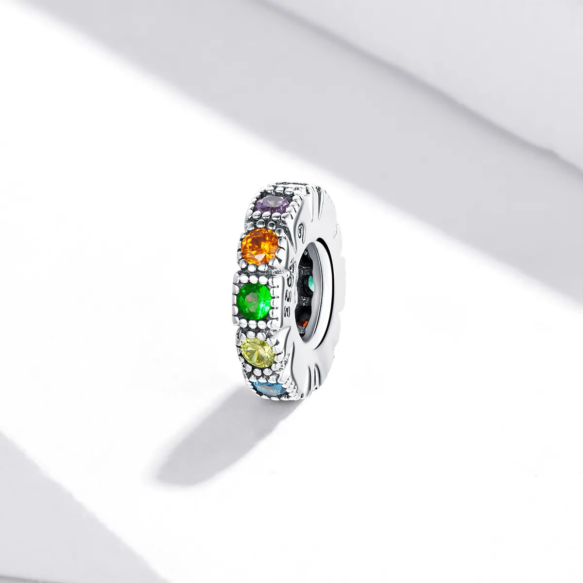 Pandora Style Rainbow Stone Spacer Charm - BSC473