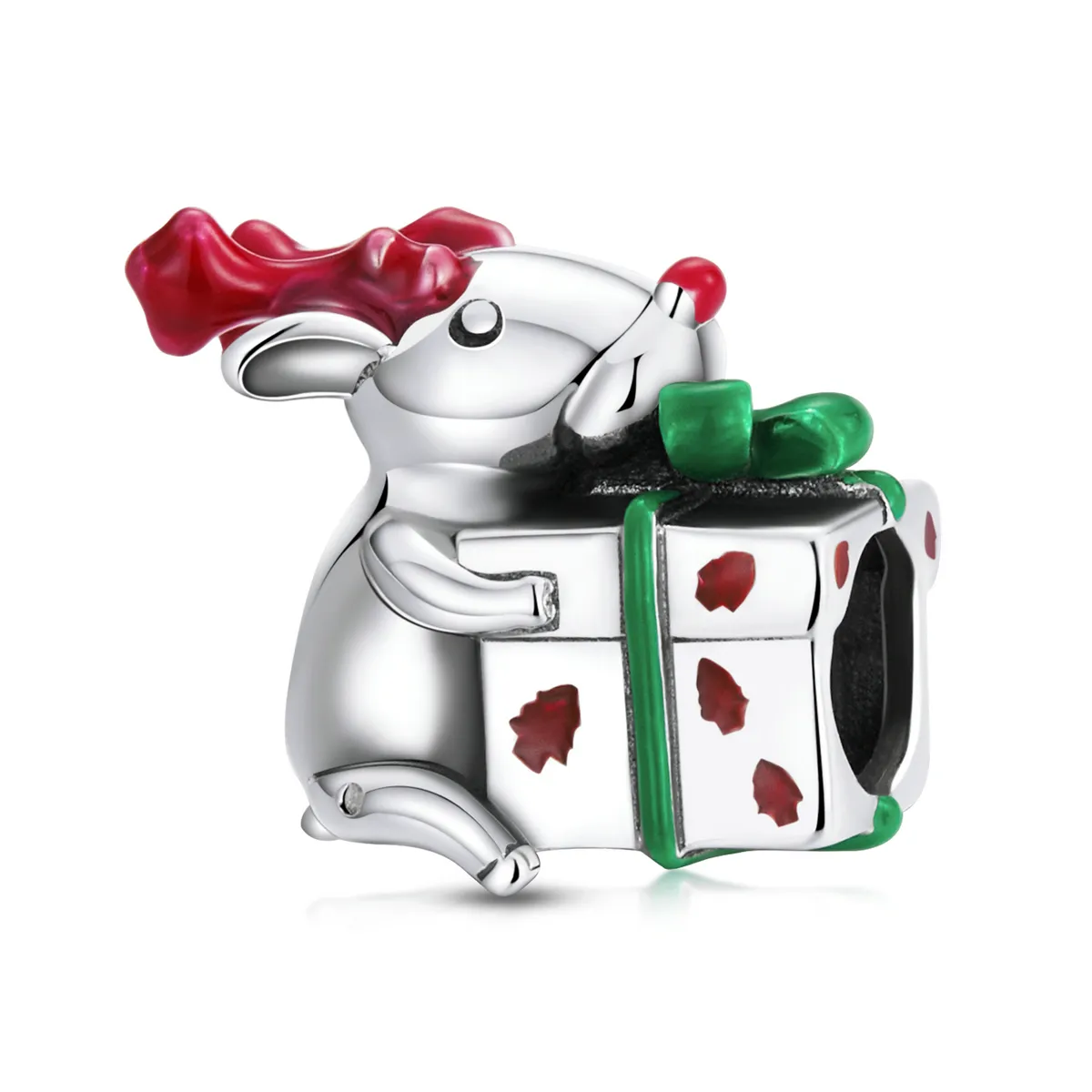 Pandora Style Reindeer Giving Gifts Charm - BSC540