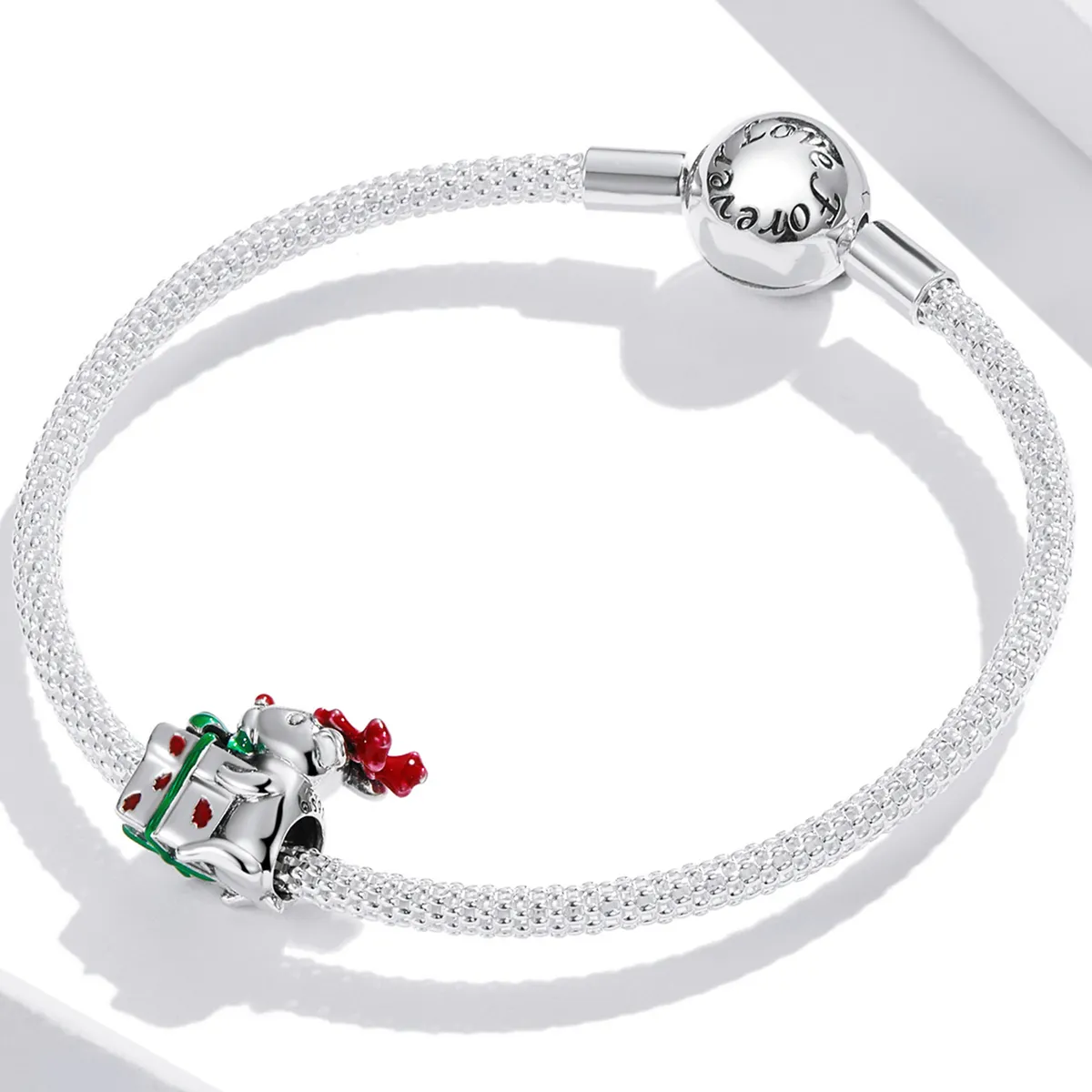 Pandora Style Reindeer Giving Gifts Charm - BSC540