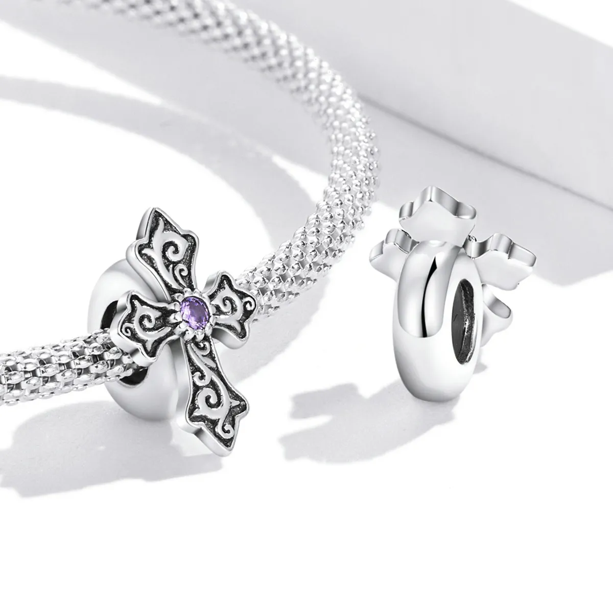 Pandora Style Retro Pattern Cross Charm - BSC583