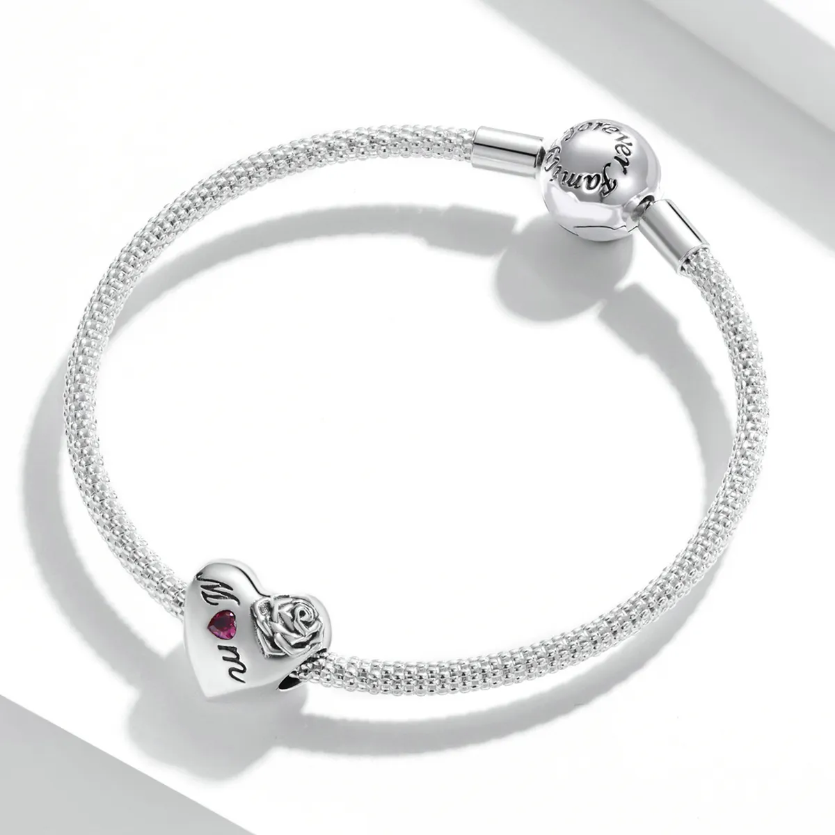 Pandora Style Rose Heart Charm - SCC2072