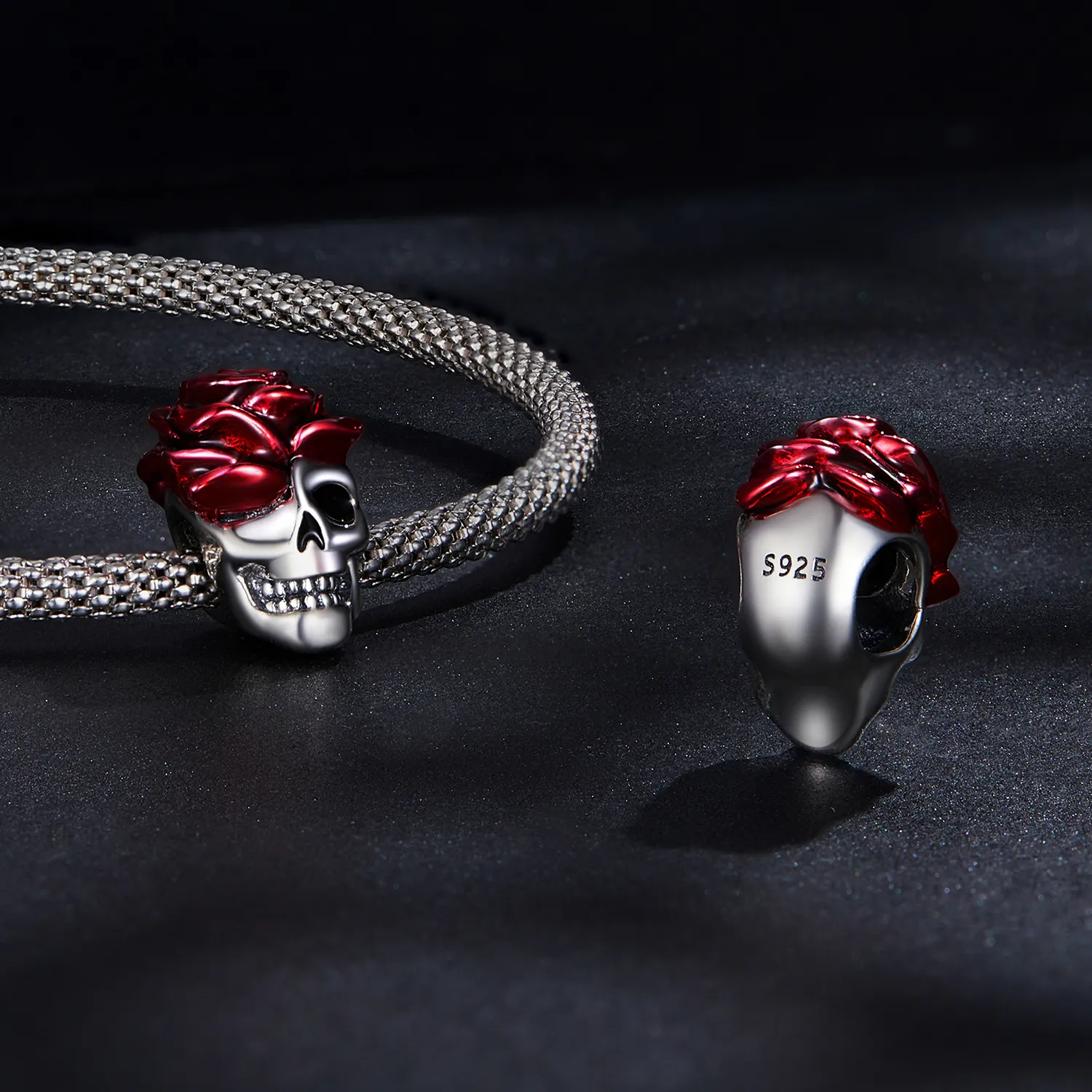 Pandora Style Rose Skull Charm - SCC2403