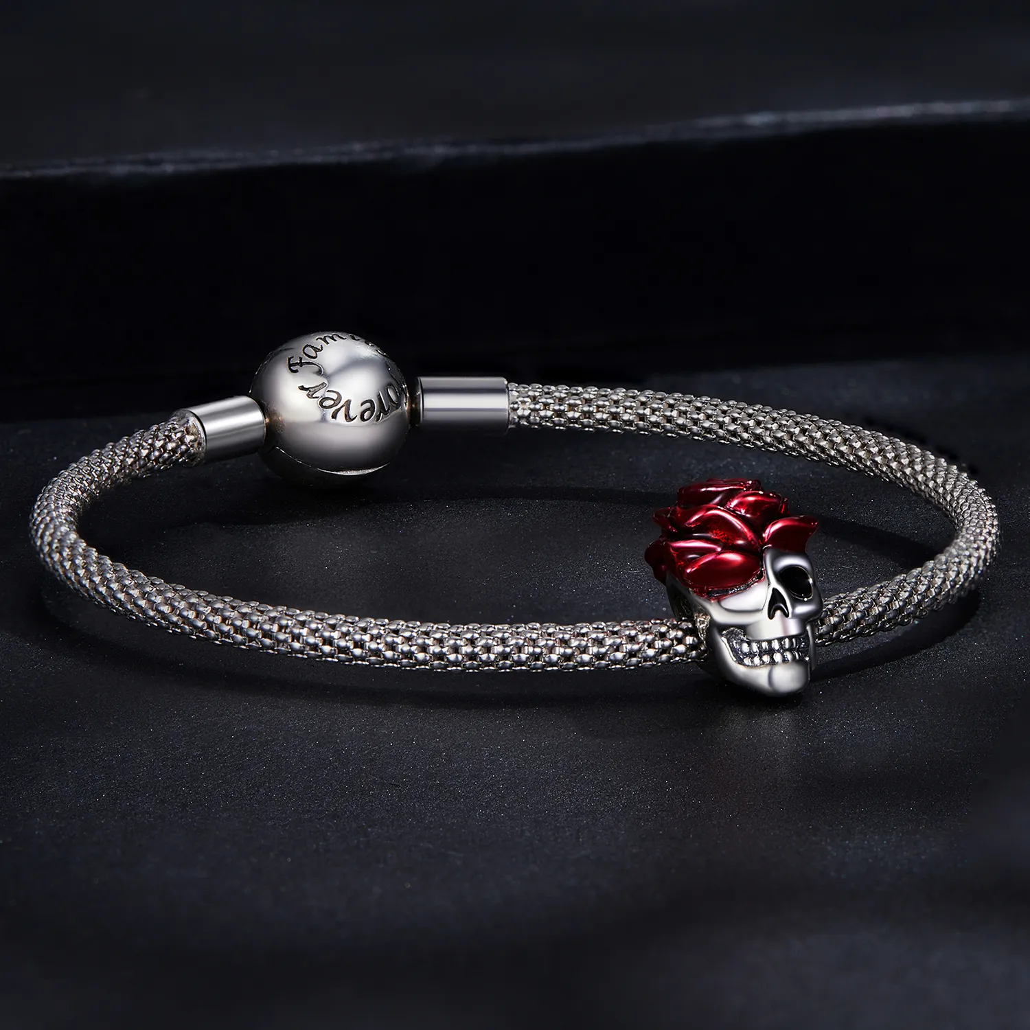 Pandora Style Rose Skull Charm - SCC2403