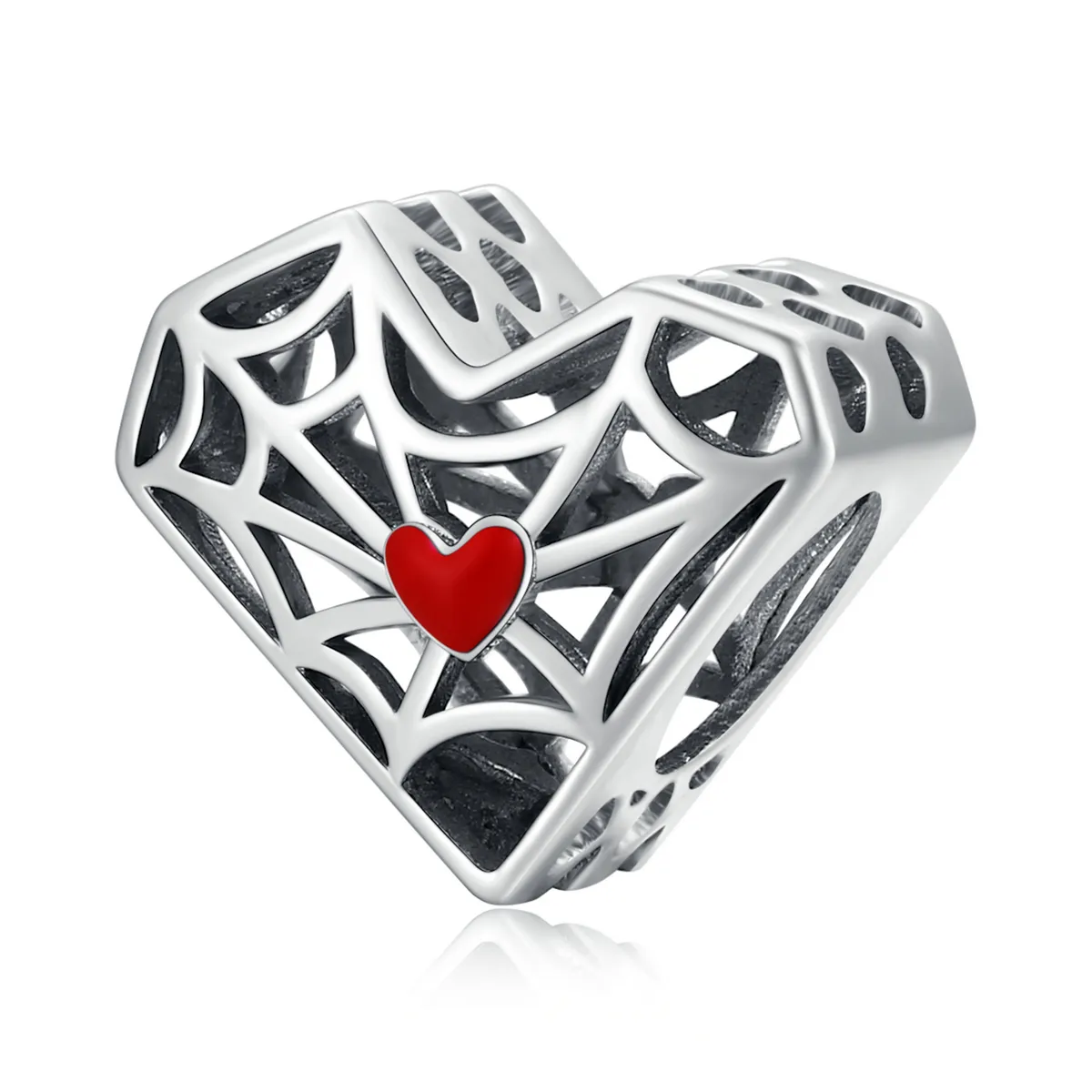 pandora style spider web heart charm scc1958