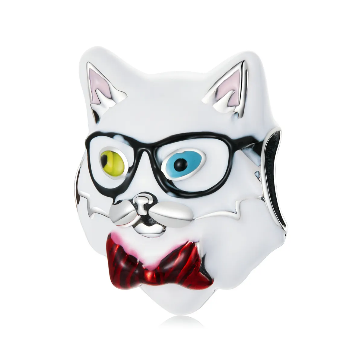 pandora style white cat charm scc2093