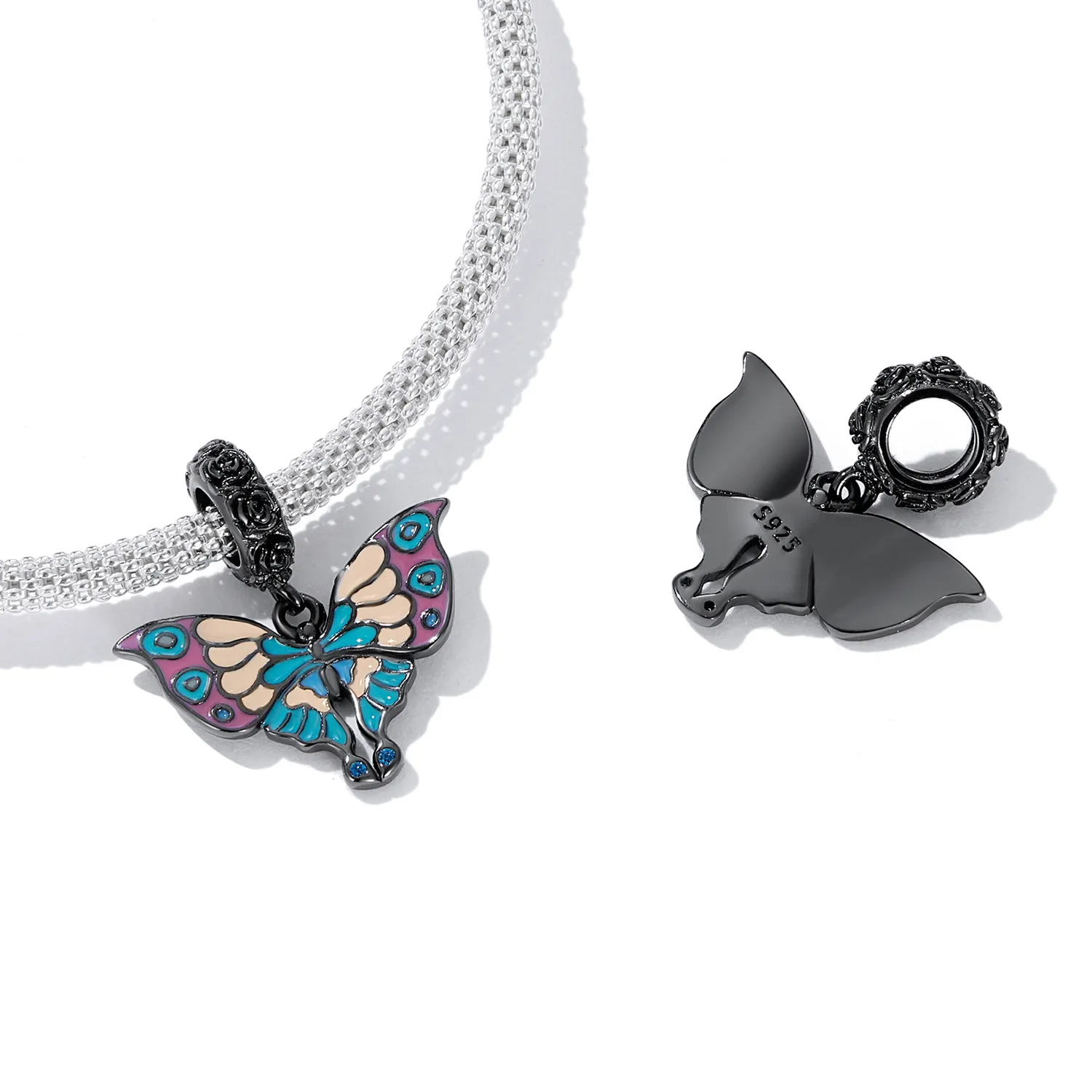 Pandora Style Artistic Butterfly Dangle - SCC2240