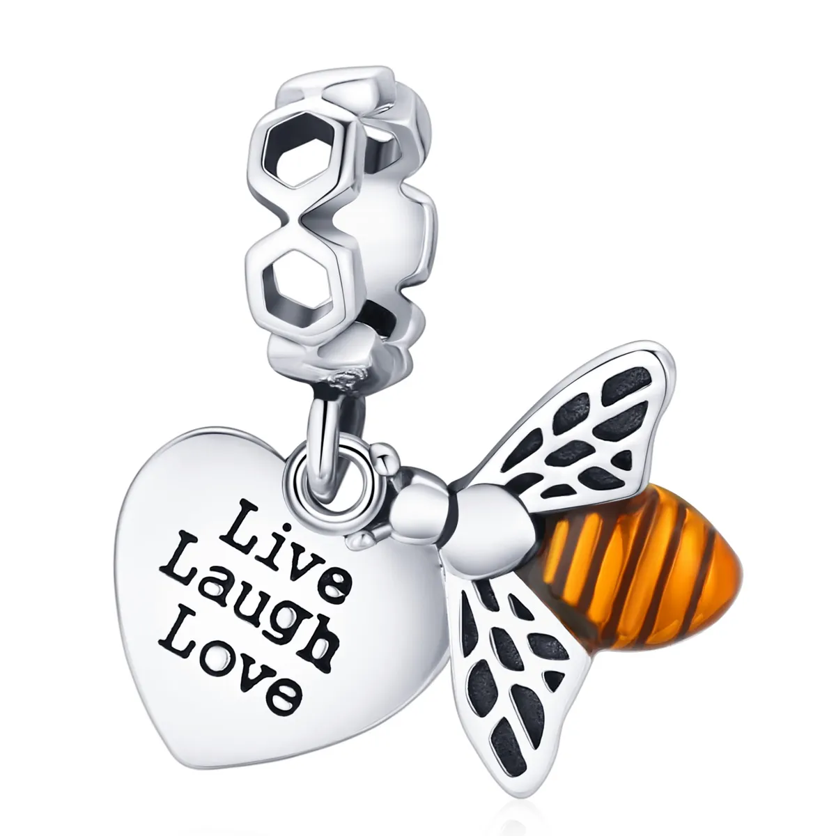 Pandora Style Bees and Hearts Dangle - BSC495