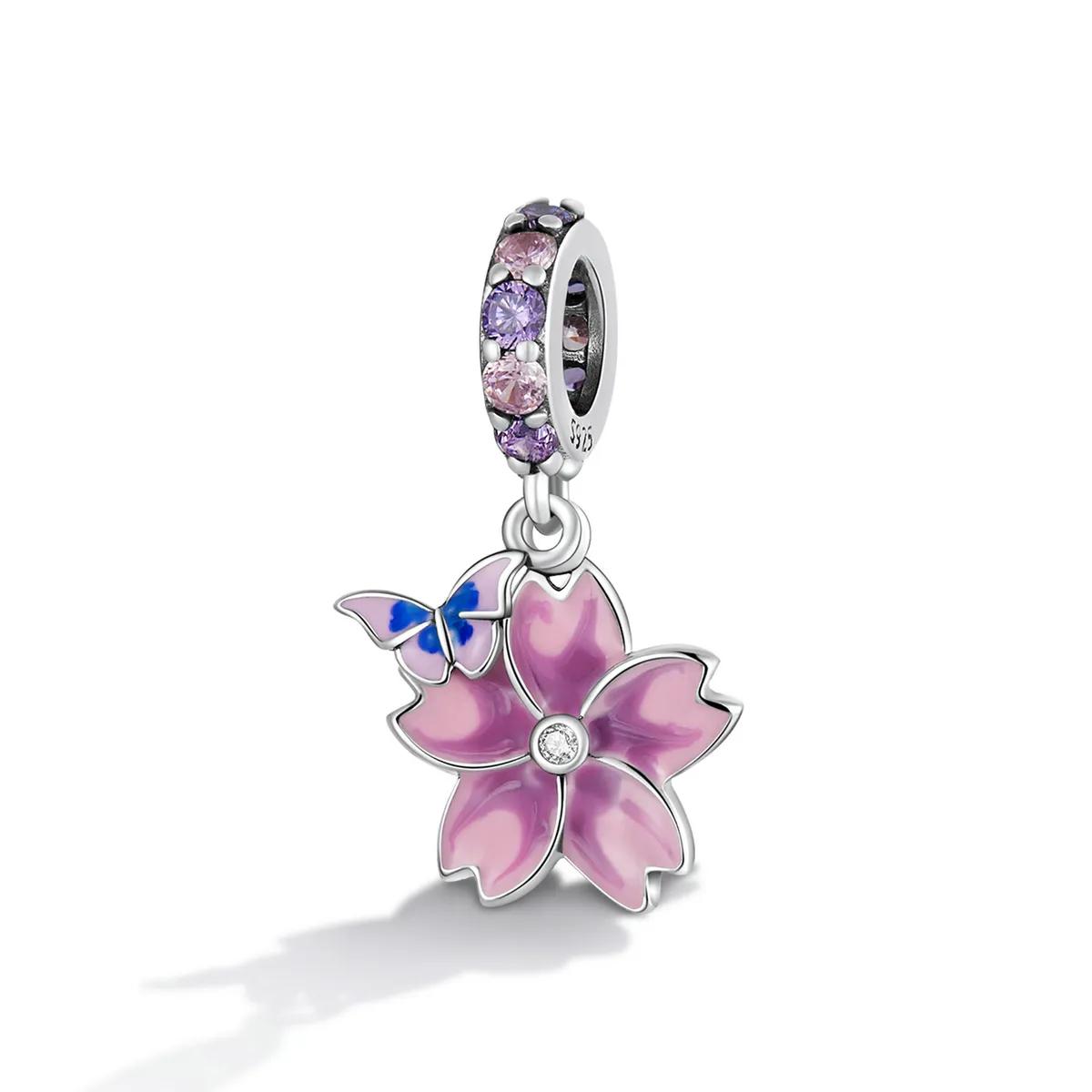 Pandora Style Butterflies and Flowers Dangle - SCC2185