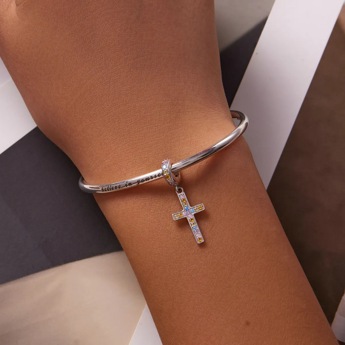 Pandora Style Colorful Cross Dangle - SCC2156