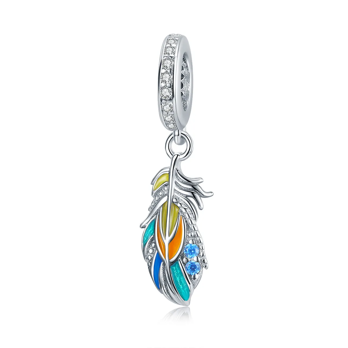 Pandora Style Colorful Feathers Dangle - BSC304