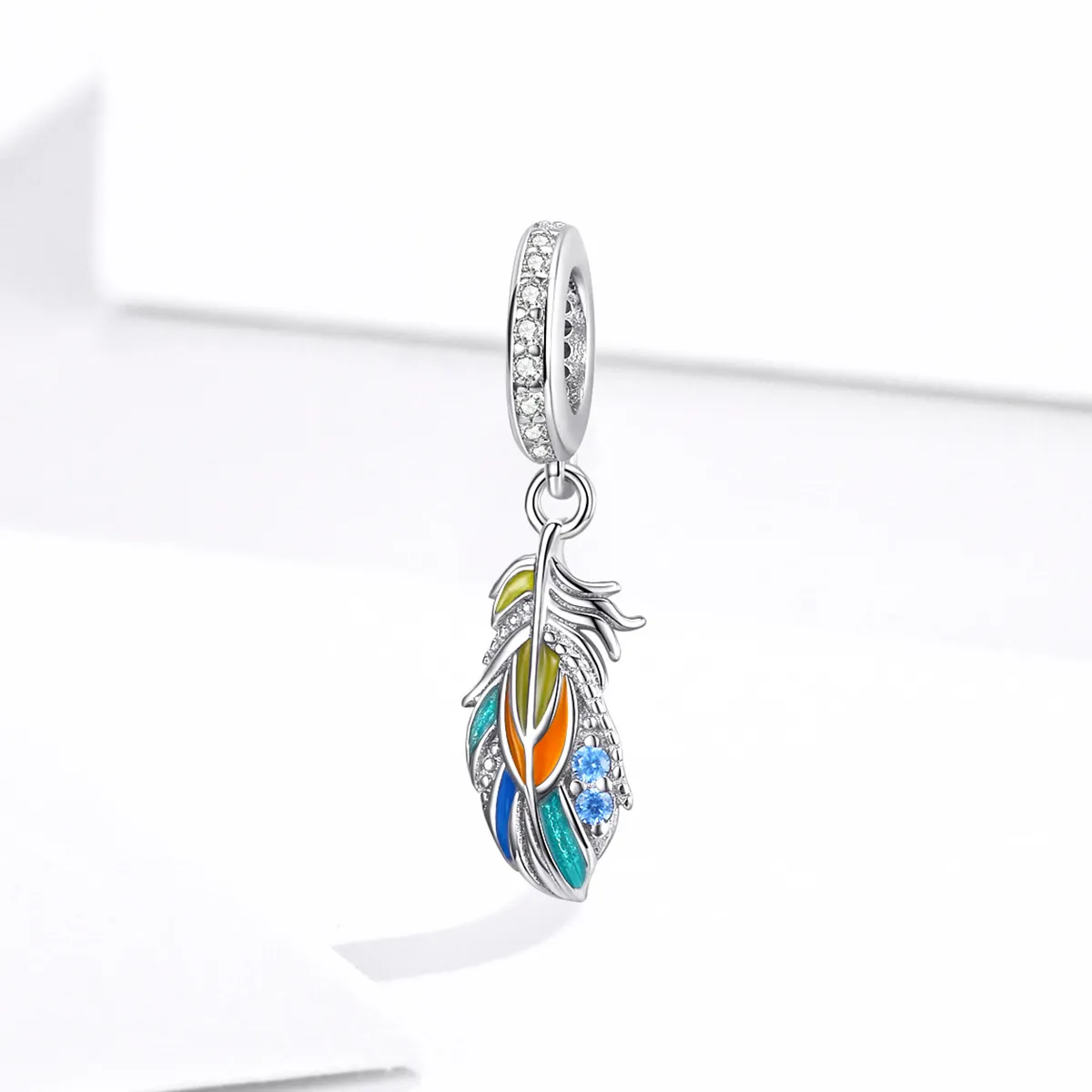 Pandora Style Colorful Feathers Dangle - BSC304