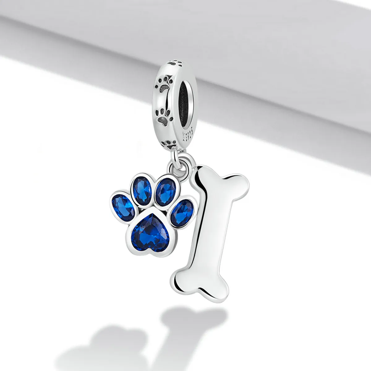 Pandora Style Dog Paw Bone Dangle - SCC2127