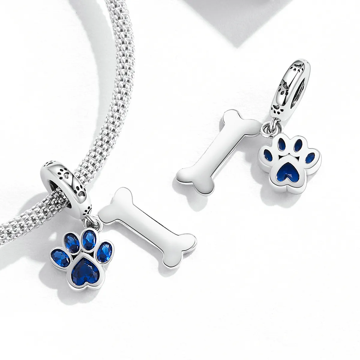 Pandora Style Dog Paw Bone Dangle - SCC2127