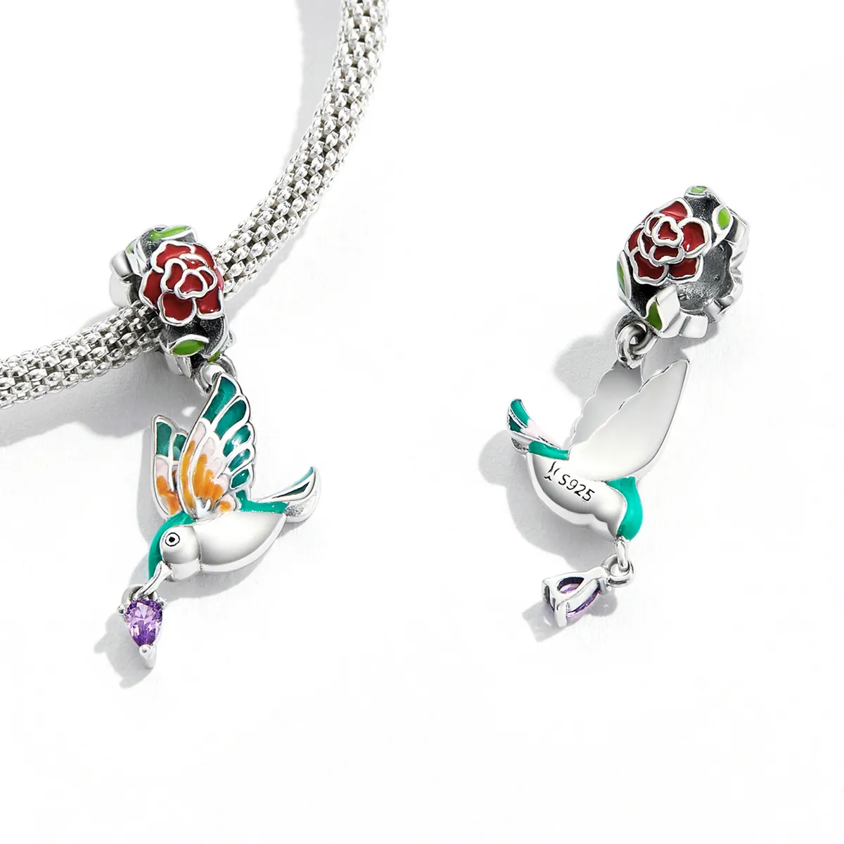 Pandora Style Flowers and Birds Dangle - SCC2195