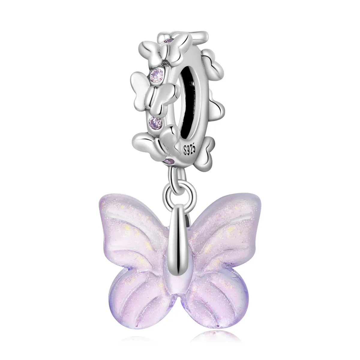 pandora style glass butterfly dangle scc2087