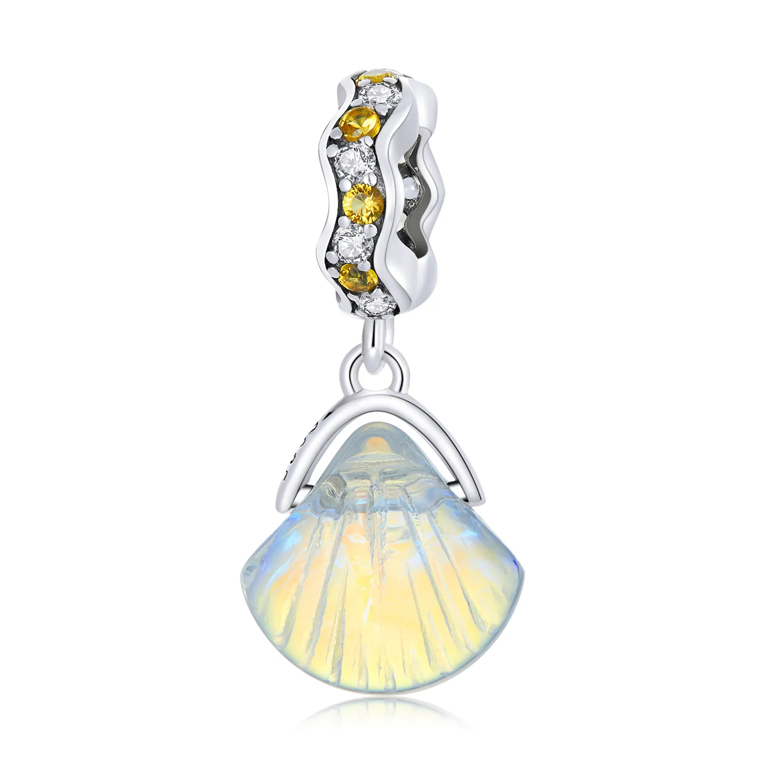 pandora style glass shell dangle scc2211