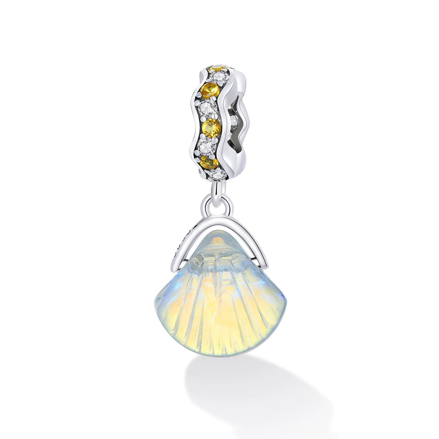 Pandora Style Glass Shell Dangle - SCC2211