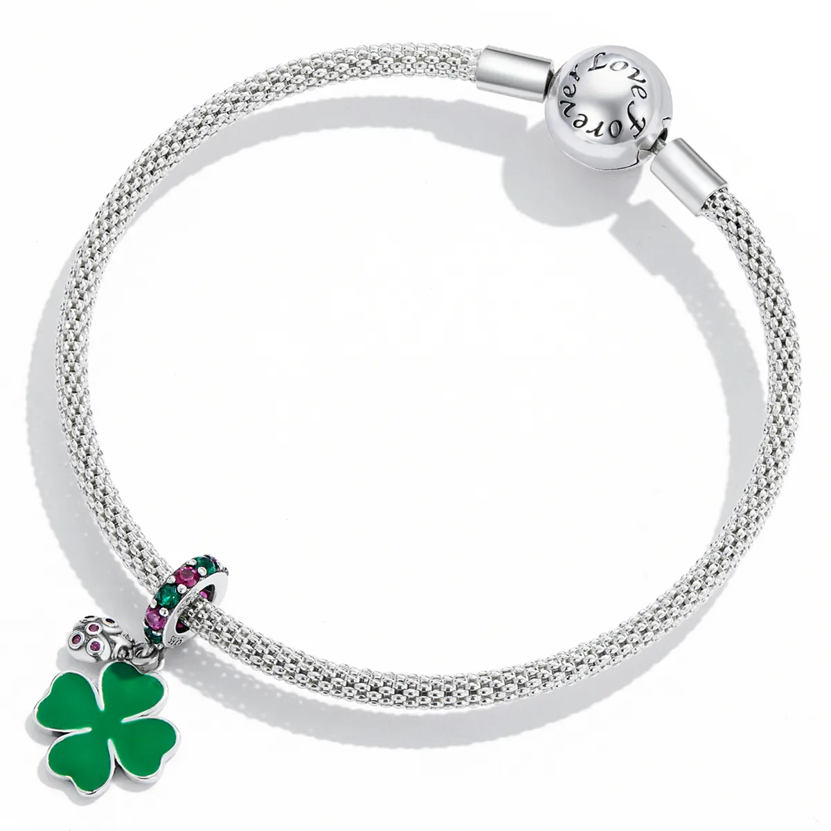 Pandora Style Ladybug Clover Dangle - SCC2187