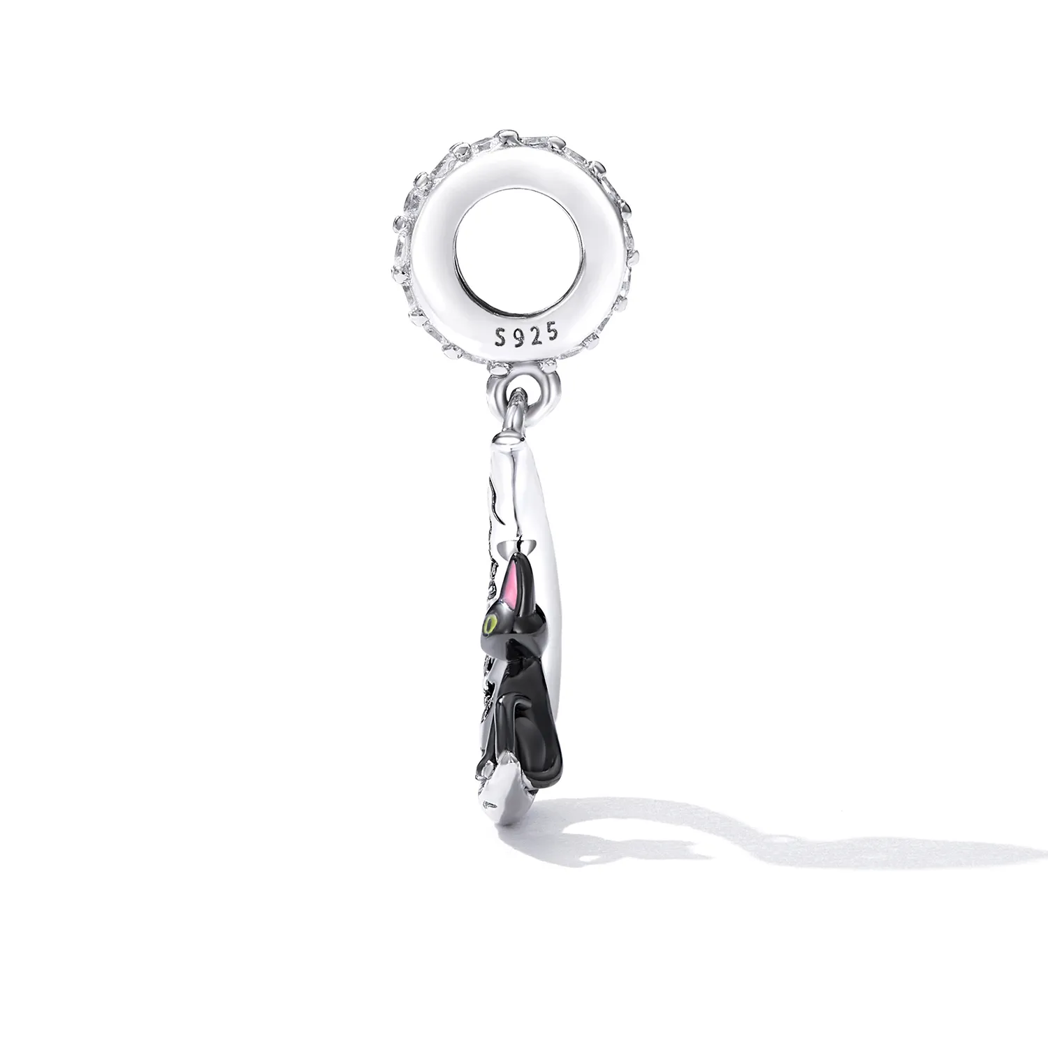 Pandora Style Moon Black Cat Dangle - SCC2218