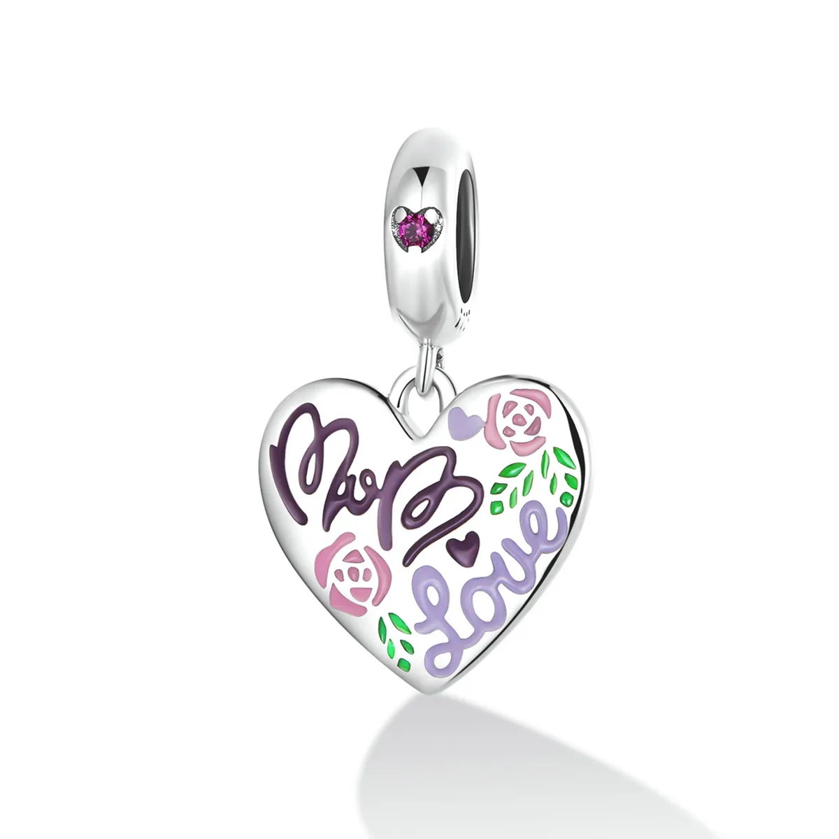 Pandora Style Mother's Day - Colorful Graffiti Hearts Dangle - BSC594