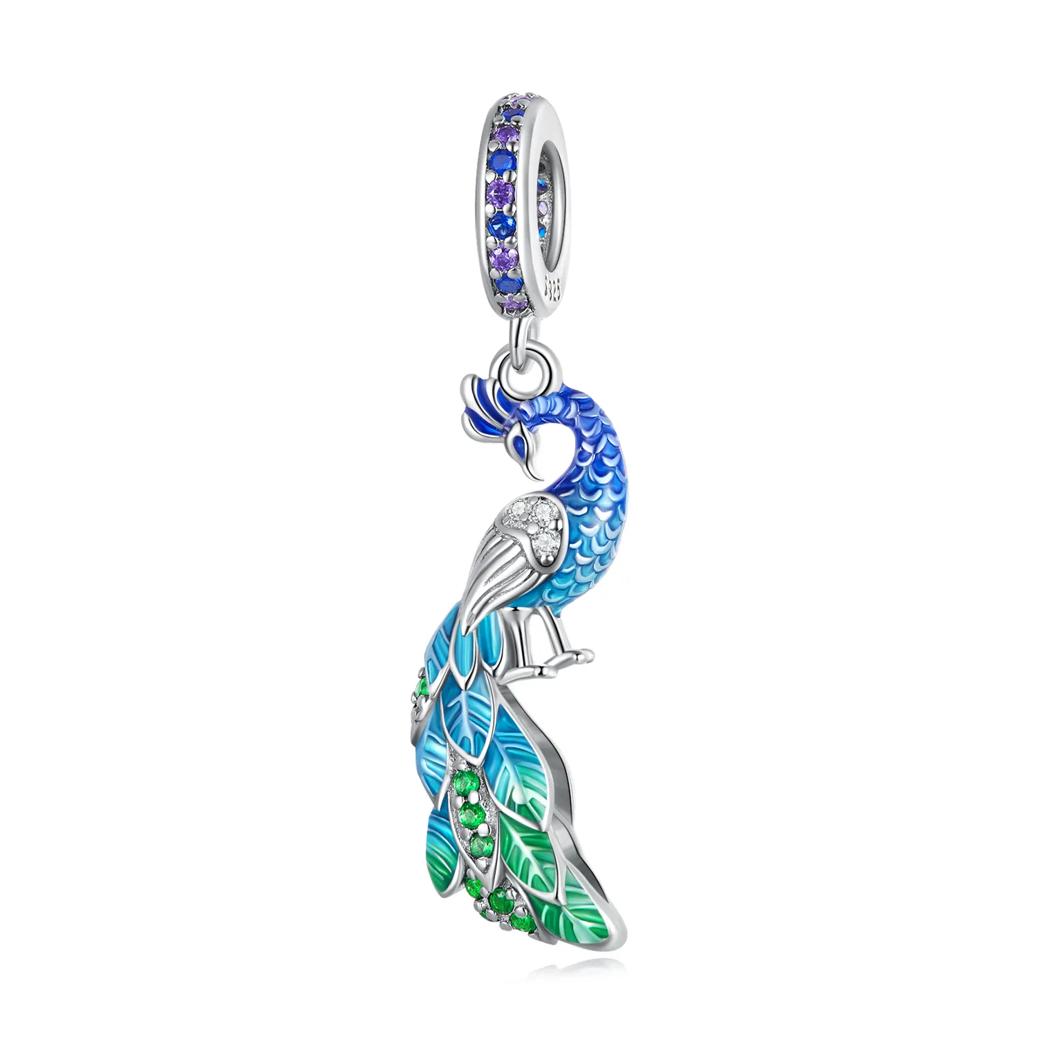 pandora style peacock dangle bsc696