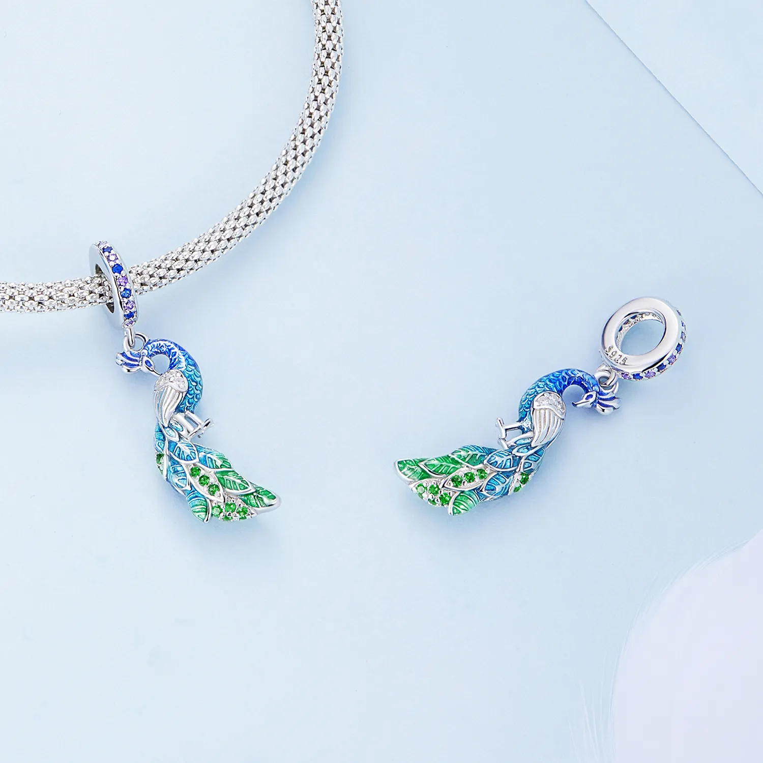 Pandora Style Peacock Dangle - BSC696