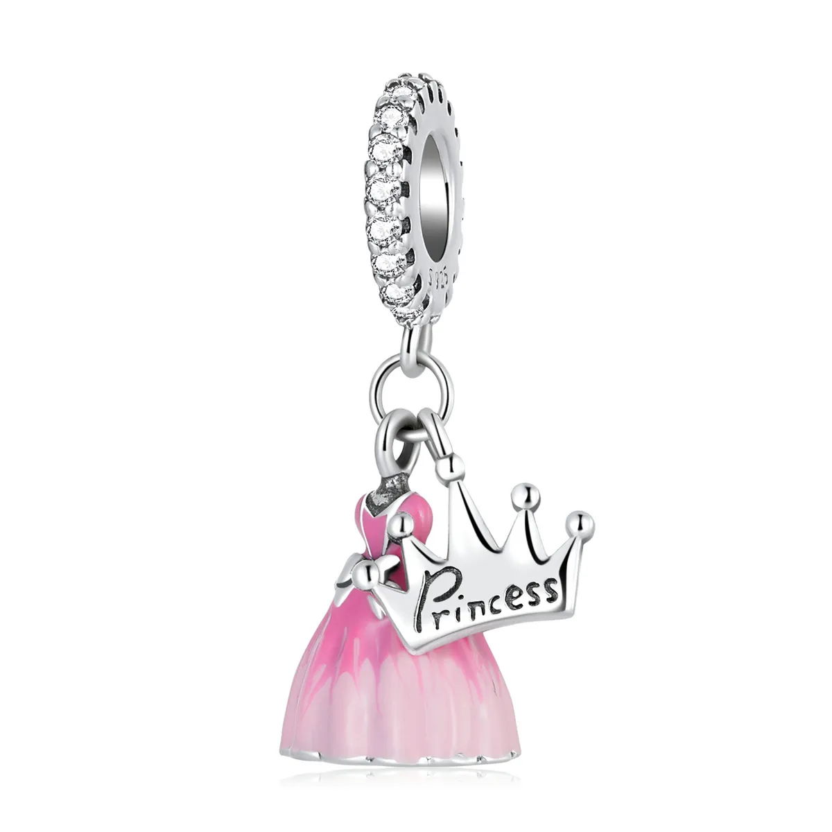 Pandora Style Princess Dress Crown Dangle - SCC2203