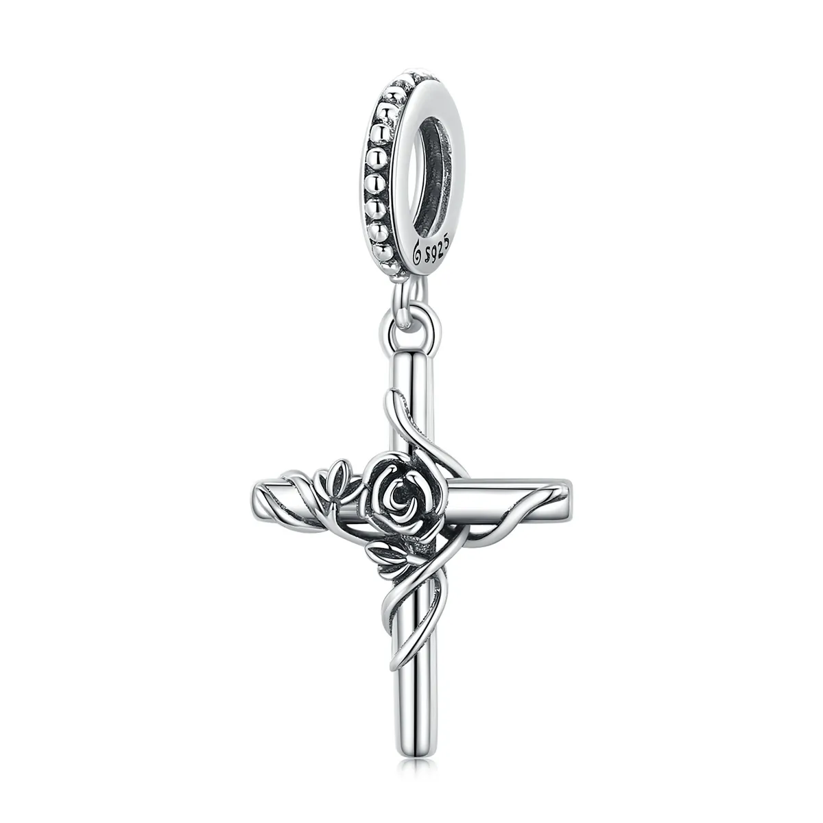 pandora style rose cross dangle bsc526