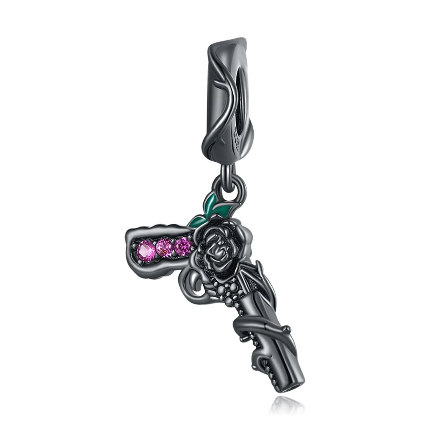 Pandora Style Rose Pistol Dangle - SCC2241