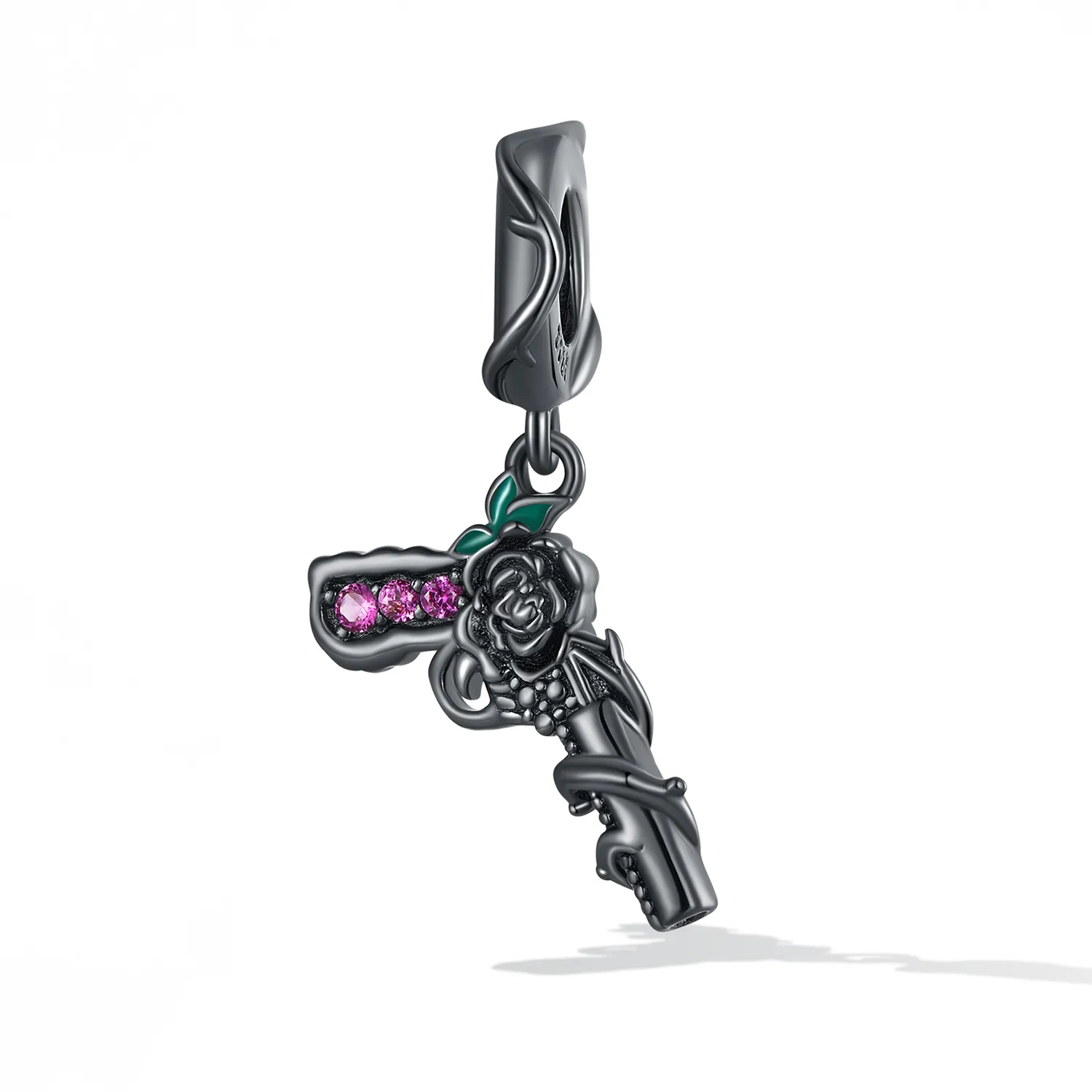 Pandora Style Rose Pistol Dangle - SCC2241