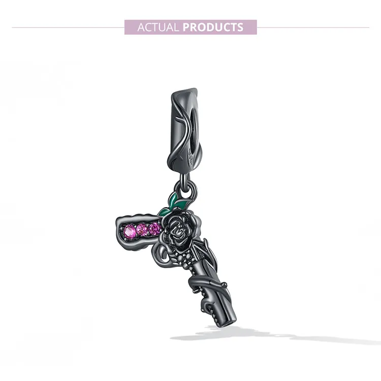 Pandora Style Rose Pistol Dangle - SCC2241