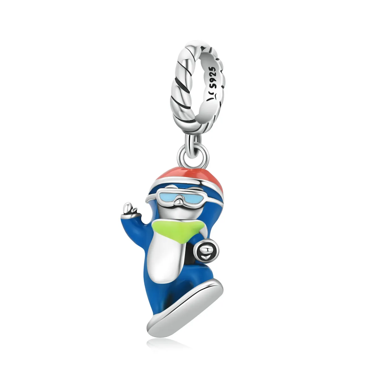 pandora style ski penguin dangle scc2003