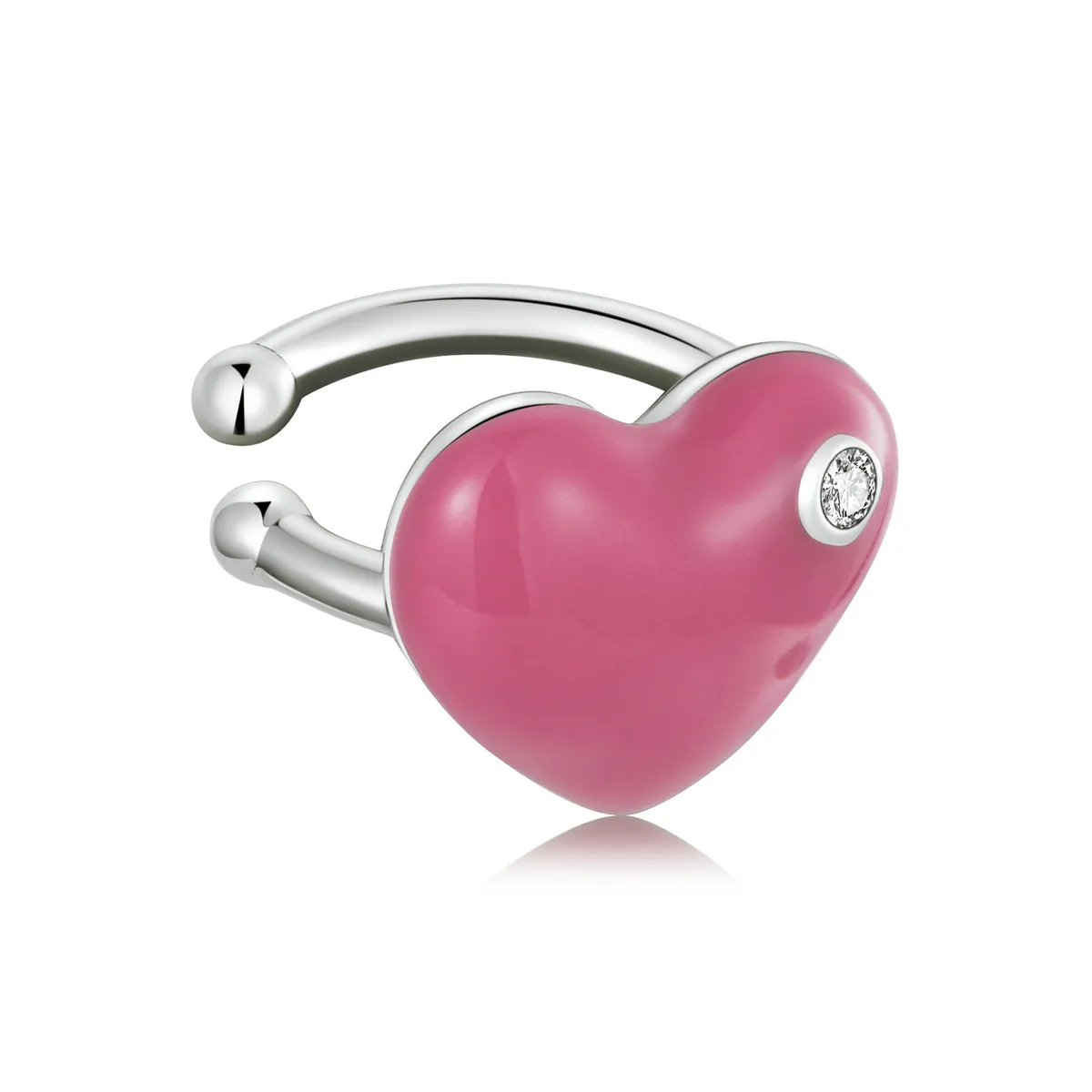 Pandora Style Rose Red Heart Ear clip - SCE1362