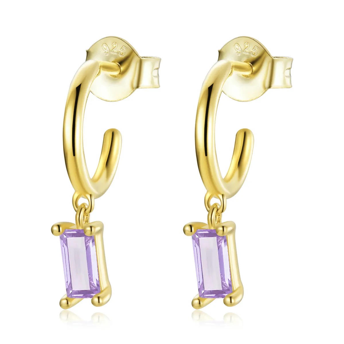 pandora style bright cubic zirconium violet hanging earrings sce1242vt